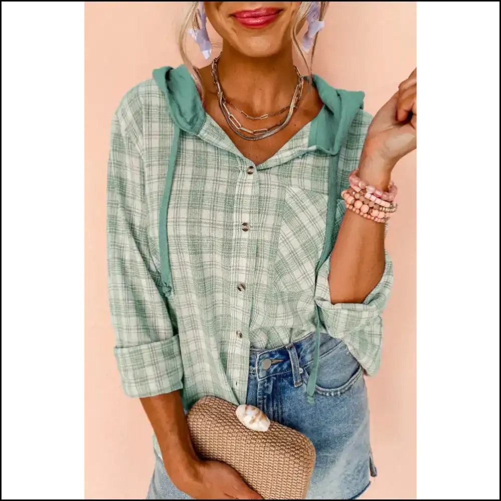 Green Checkered Print Shacket: Fab Check Yourself Before you Wreck Yourself! Needful Things 💚 - Jackets