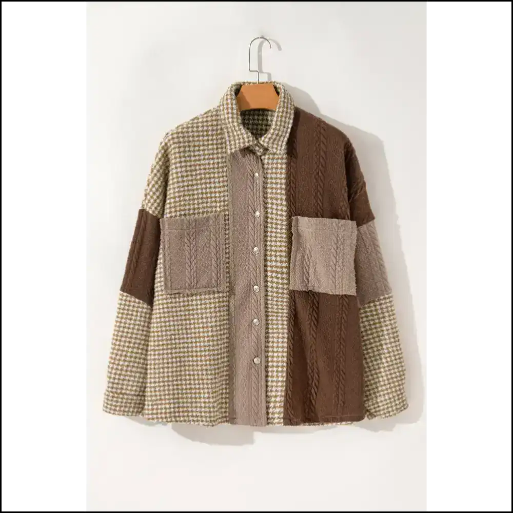 Khaki Houndstooth Shacket: so Comfy It’s Criminal 😈 / s Jackets
