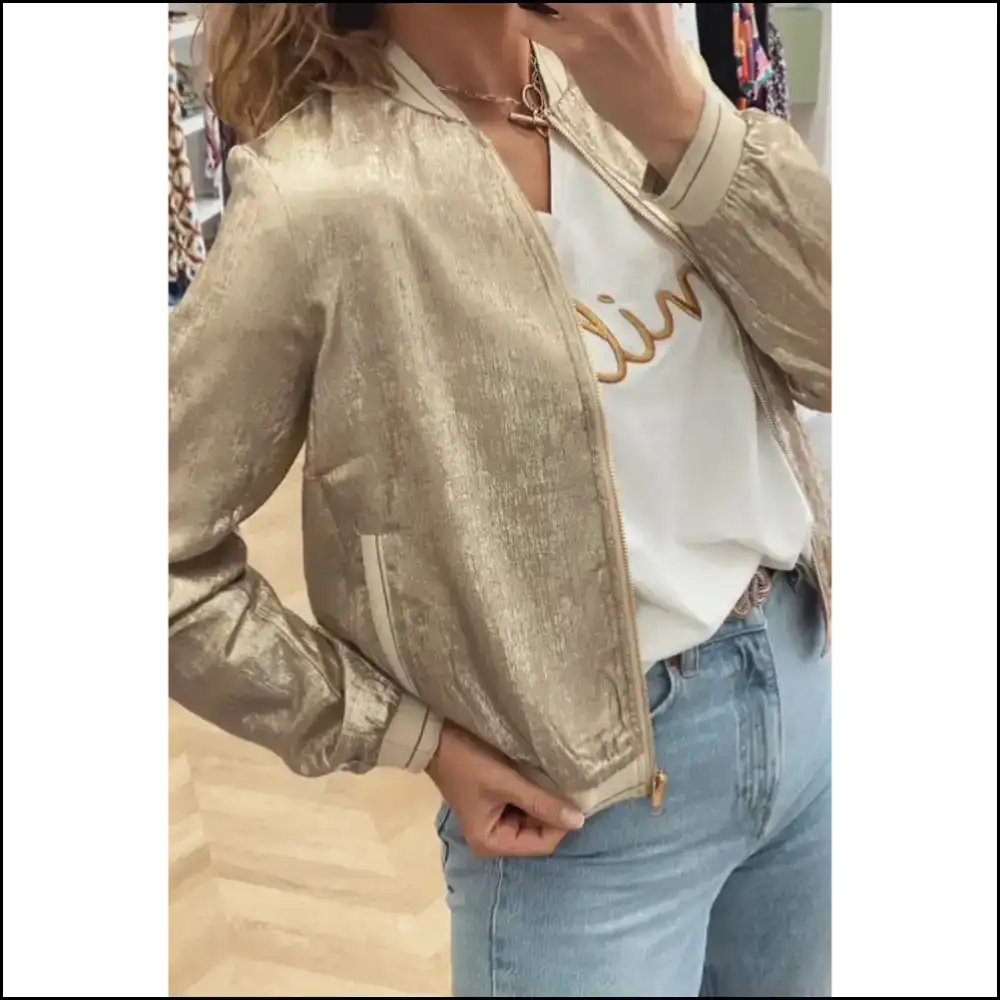 Khaki Metallic Jacket: so Shiny Youll Blind your Ex 🤩 - Jackets