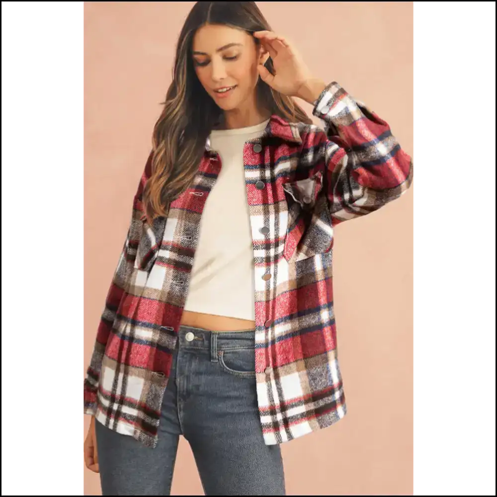 Needful Things: Chic Red Plaid Shirt Shacket Heartbreaker! ?️🔥 Jackets