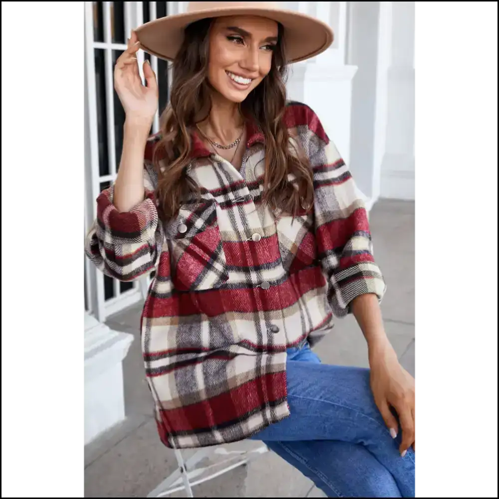 Needful Things: Chic Red Plaid Shirt Shacket Heartbreaker! ?️🔥 Jackets