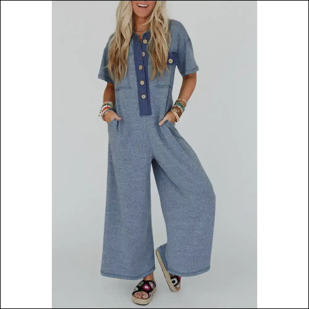 Jet Stream Patchwork Pocket Jumpsuit Beau Blue / s Jumpsuits