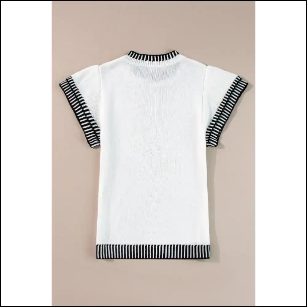 Batwing Bliss: Needful Things’ Chic White Contrast Trim Tee! 😜 - Knit Tops