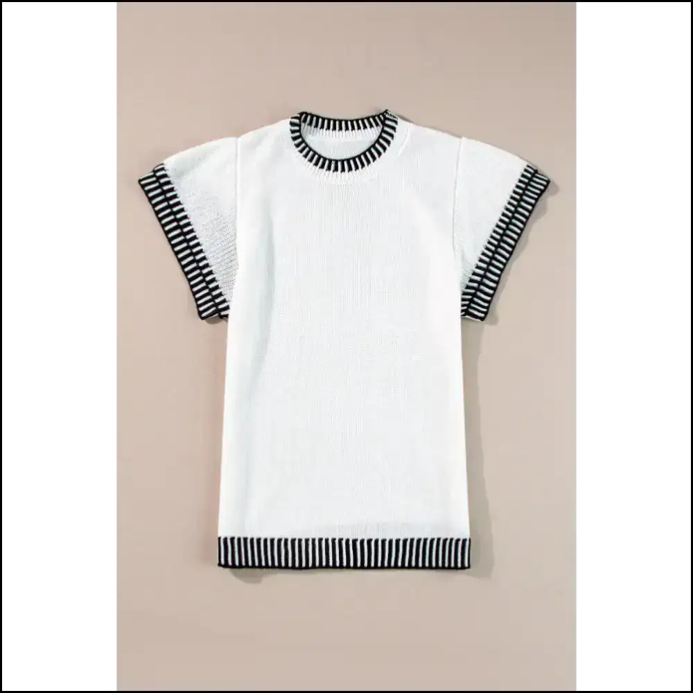 Batwing Bliss: Needful Things’ Chic White Contrast Trim Tee! 😜 - Knit Tops