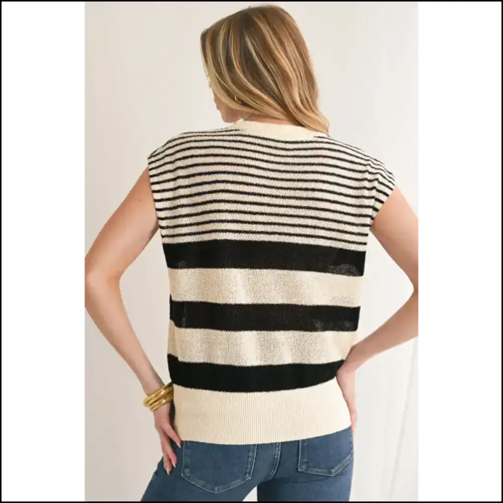 Needful Things: Chic Black Stripes Sleeveless Sass π€ - Knit Tops