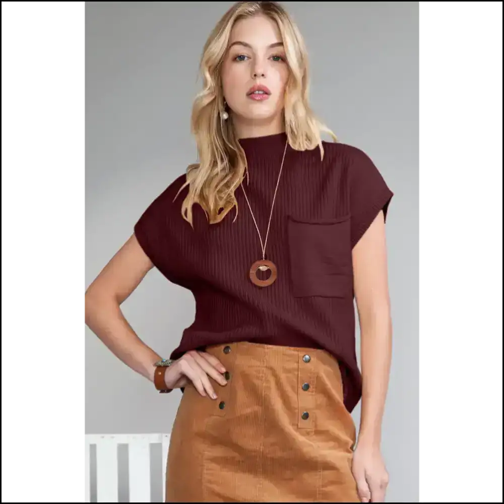Chic Pink Ribbed Knit Sweater: Needful Things Says ?Get β π - Mineral Red / s - Tops