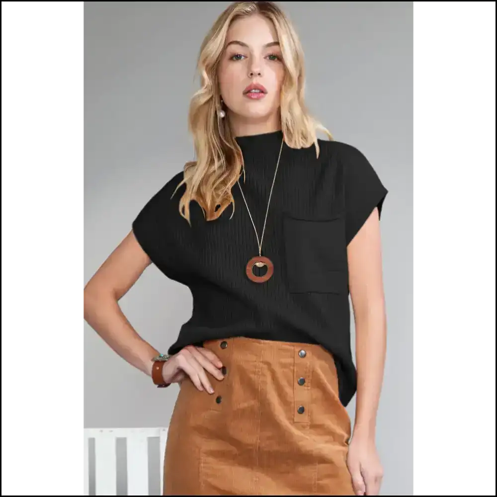 Chic Pink Ribbed Knit Sweater: Needful Things Says ?Get β π - Black / s - Tops