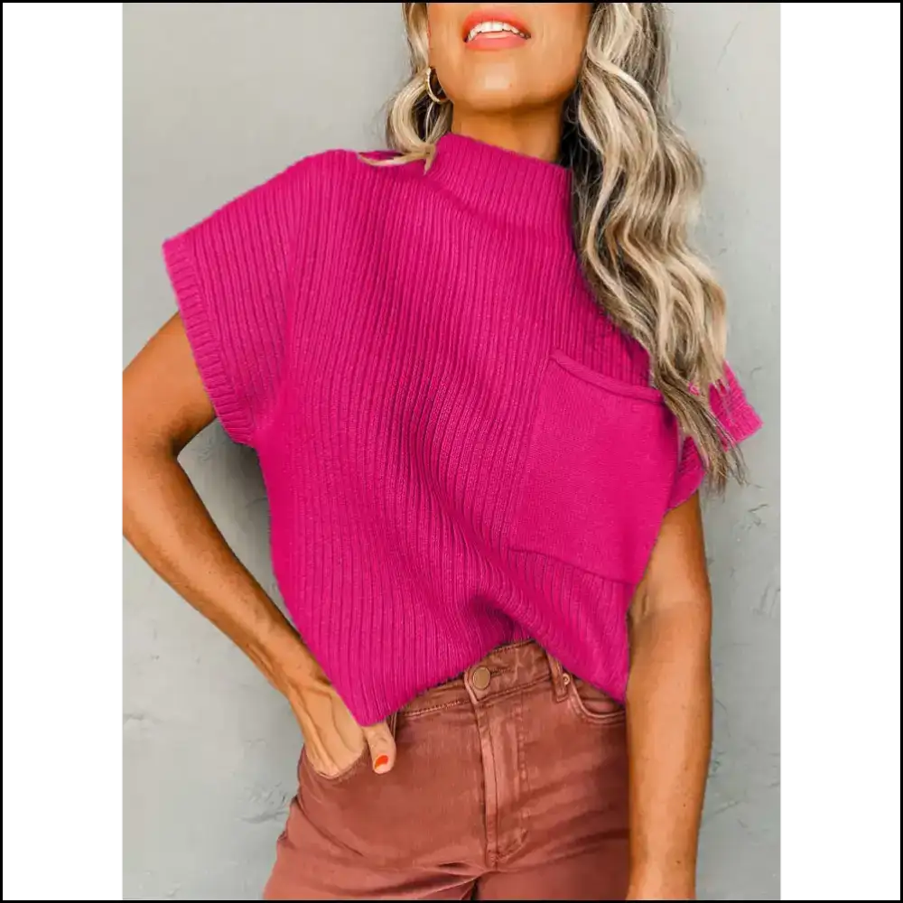 Chic Pink Ribbed Knit Sweater: Needful Things Says ?Get β π - Rose Red / s - Tops