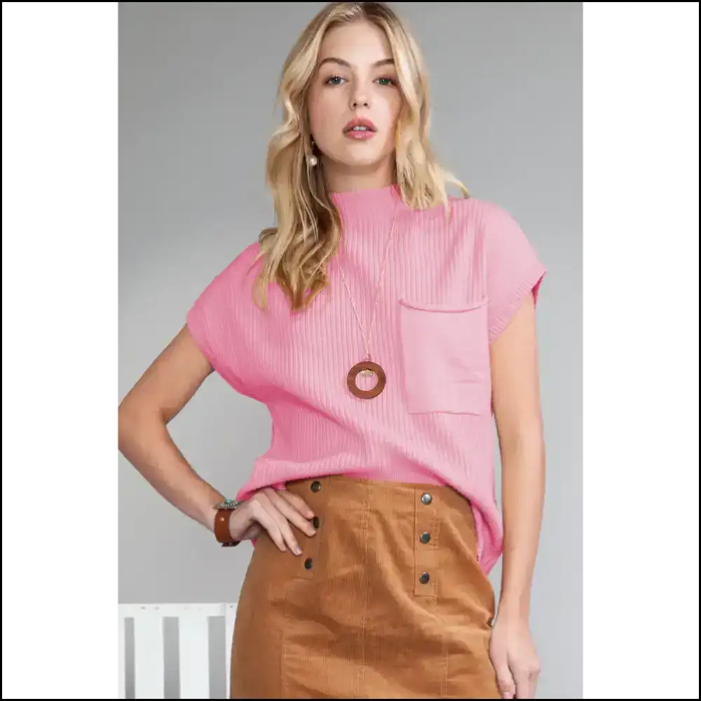 Chic Pink Ribbed Knit Sweater: Needful Things Says ?Get β π - s - Tops