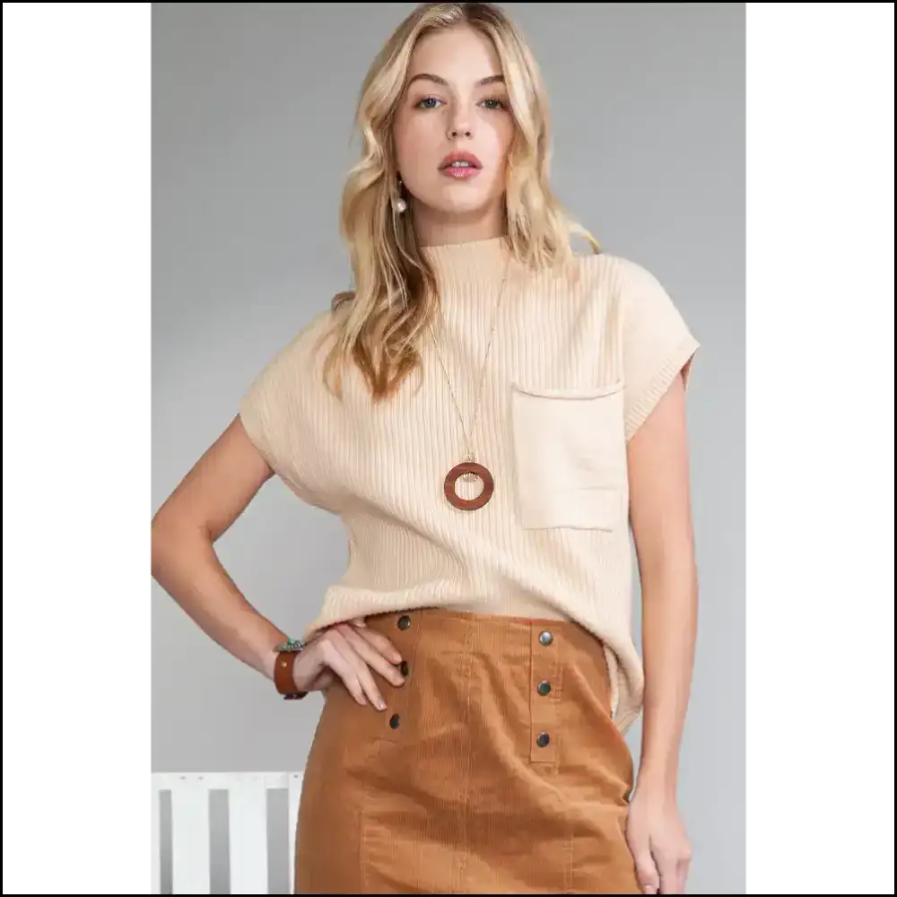 Chic Pink Ribbed Knit Sweater: Needful Things Says ?Get β π - Oatmeal / s - Tops