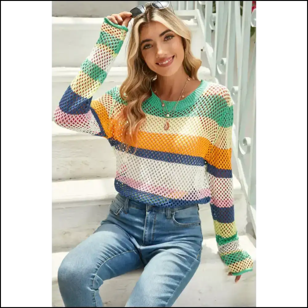 Rose Red Colorblock: your New Acrylic Bff from Needful Things πΉπ - Green / s - Knit Tops