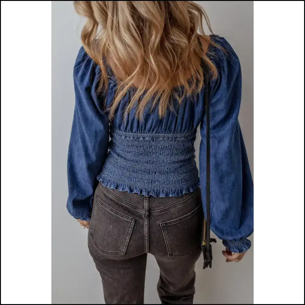 Blue Smocked Top: Dangerously Cute from Needful Things! π - Long Sleeve Tops
