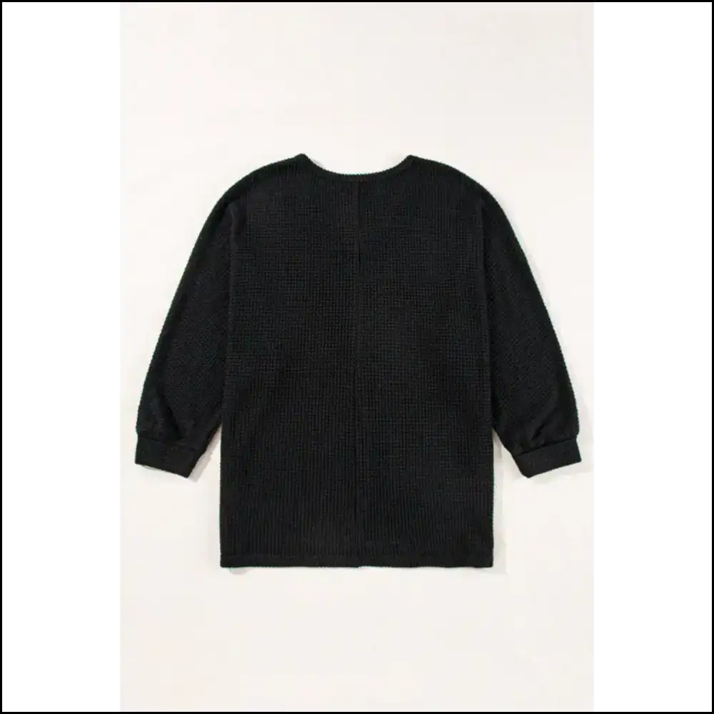 Black Wfle Knit v Neck: so Chic It’s Basically Magic ✨ - White / s - Long Sleeve Tops