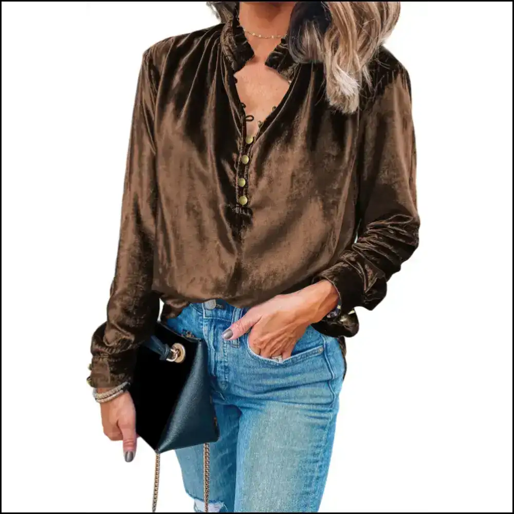 Navy Blue Frilled: Feeling Fancy in Needful Things Velvet π - Long Sleeve Tops