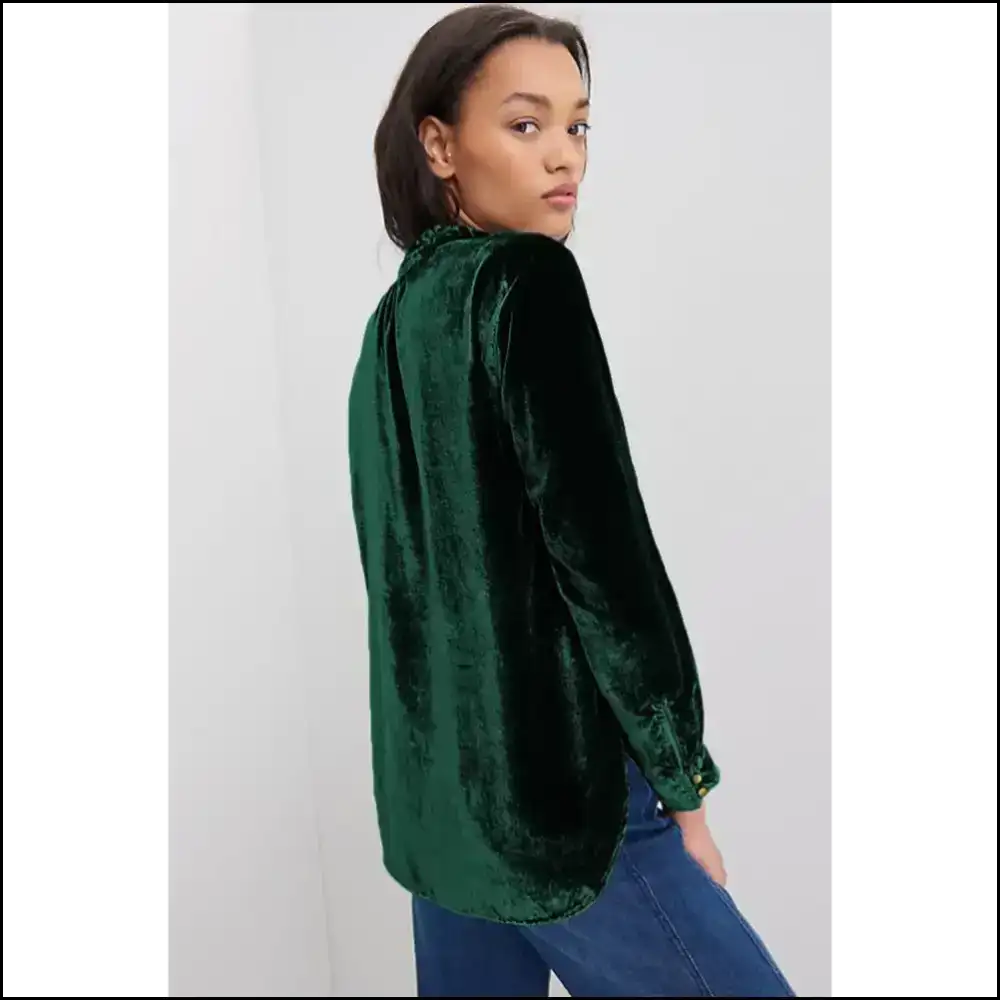 Navy Blue Frilled: Feeling Fancy in Needful Things Velvet π - Long Sleeve Tops