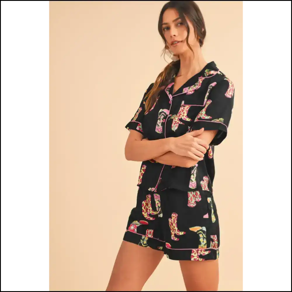 Black Boots Pajama Set: Kicking Back in Style with Needful Things 👢 - Loungewear Set