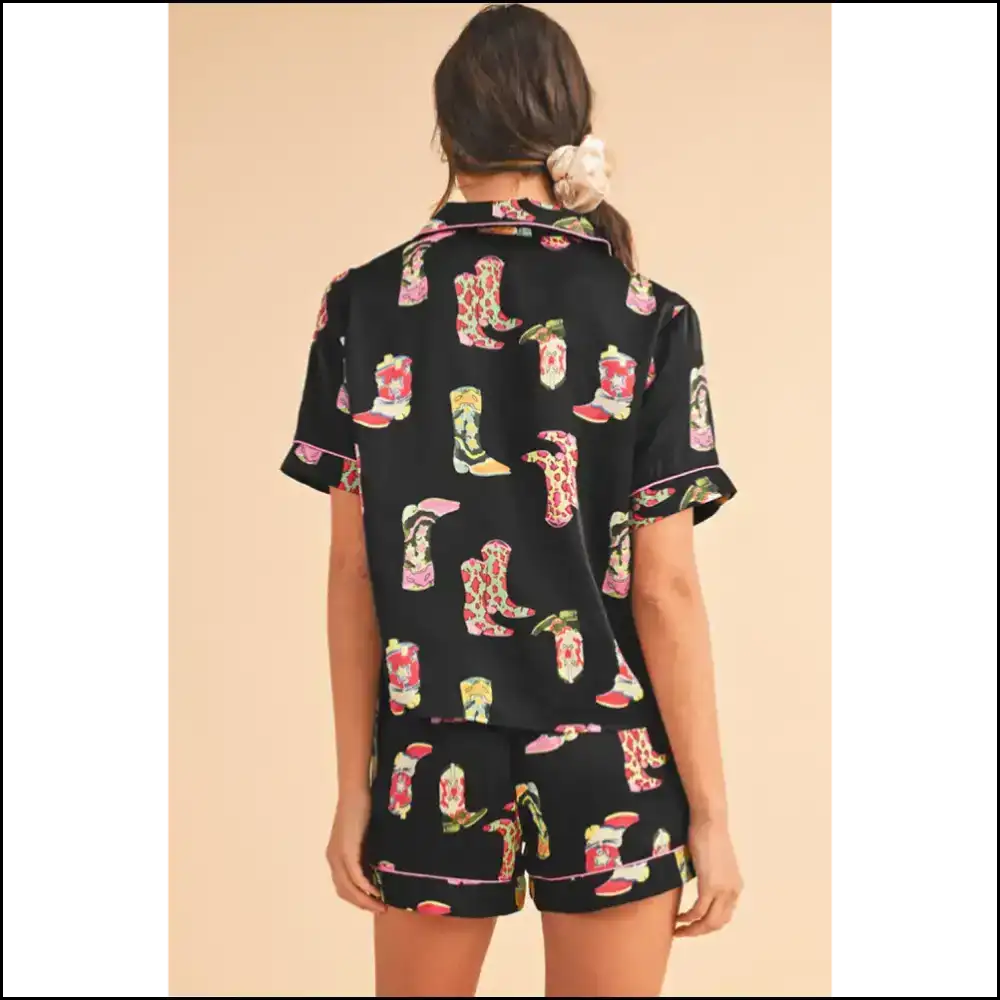 Black Boots Pajama Set: Kicking Back in Style with Needful Things 👢 - Loungewear Set