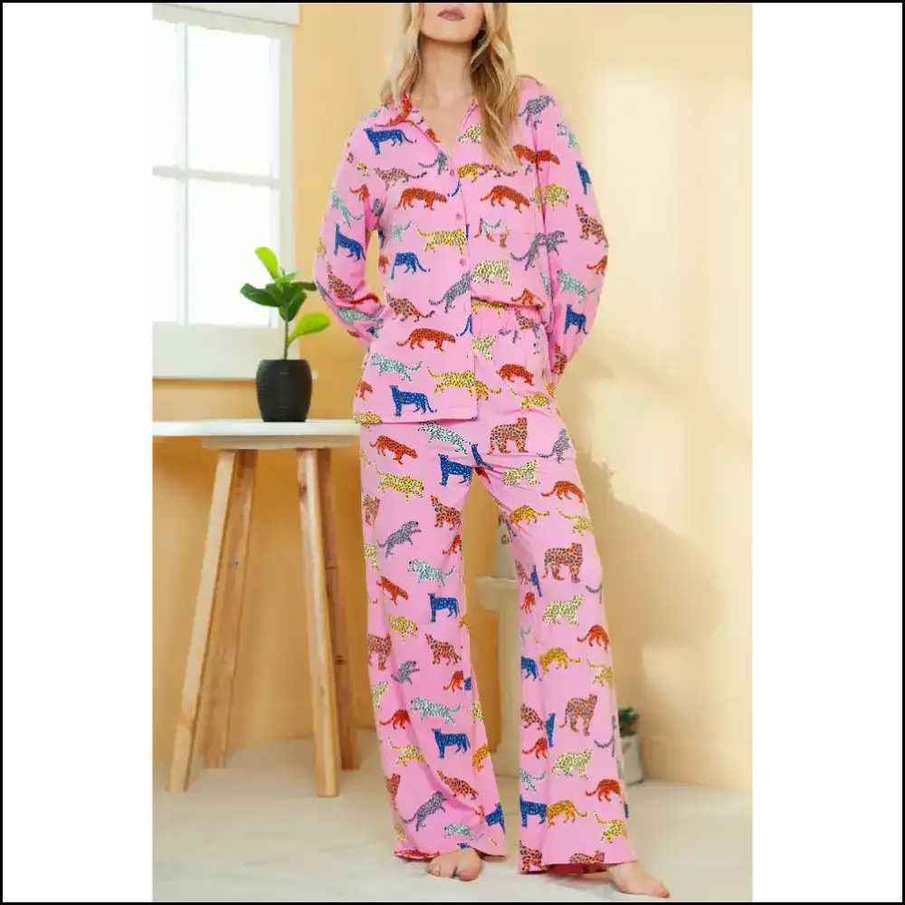 Pink Cheetah Print Pajama Set: so Comfy It’s Criminal 🐆 Needful Things - s - Loungewear Set