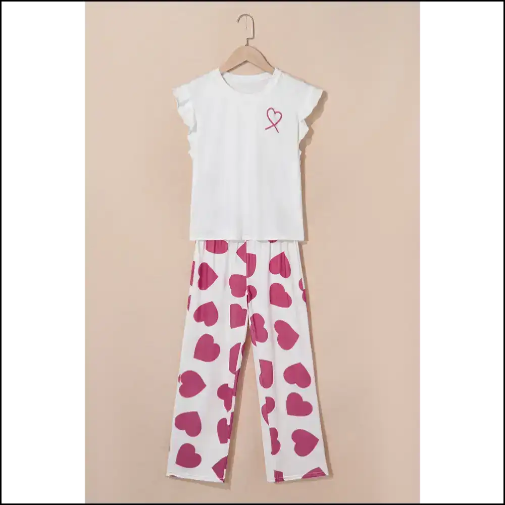 Pink Heart Print Pajama Set: Dreams so Good It’s! 💖 Needful Things - Red / m - Loungewear Set