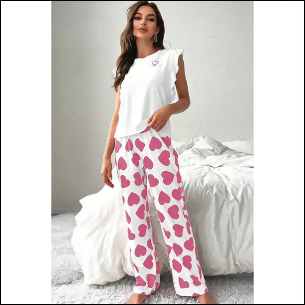 Pink Heart Print Pajama Set: Dreams so Good It’s! 💖 Needful Things - Loungewear Set