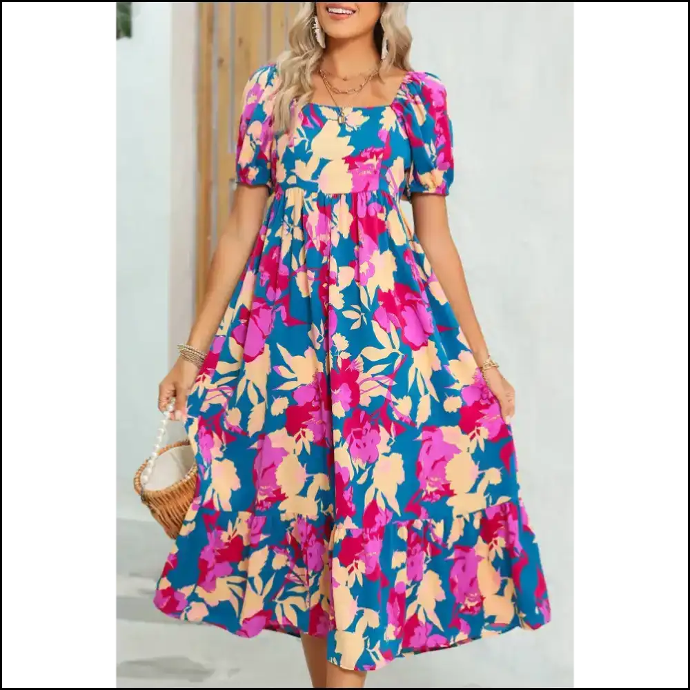 Dark Blue Floral Dress: Prepare for Compliments (and Maybe a Few Stares) Needful Things π Chic Ruffle Hem - s - Maxi Dresses