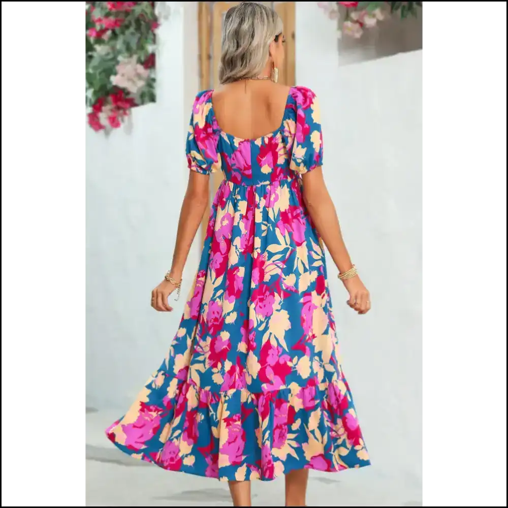 Dark Blue Floral Dress: Prepare for Compliments (and Maybe a Few Stares) Needful Things π Chic Ruffle Hem - Maxi Dresses