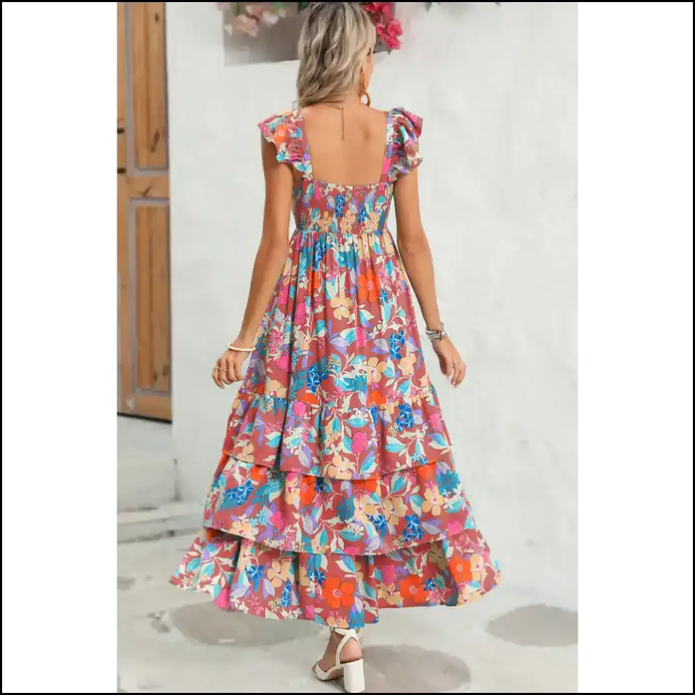 Floral Ruffle Maxi Dress: Piña Colada Perfection 🍹 Dresses