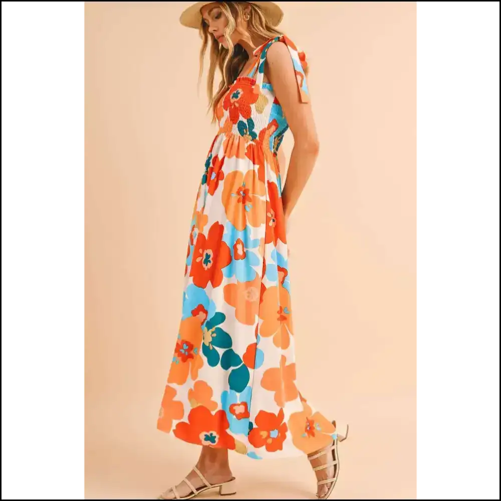 Vibrant Orange Smocked Maxi Dress: Groovy Queen π - Dresses