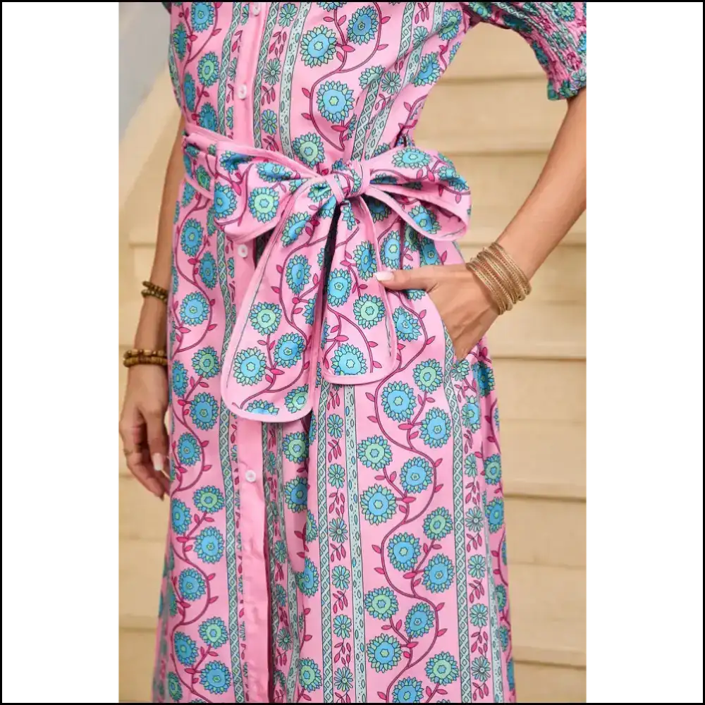 Pink Boho Floral Shirred Dress: Hugs you can Wear (and Strut In)! 🌸 Midi Dresses
