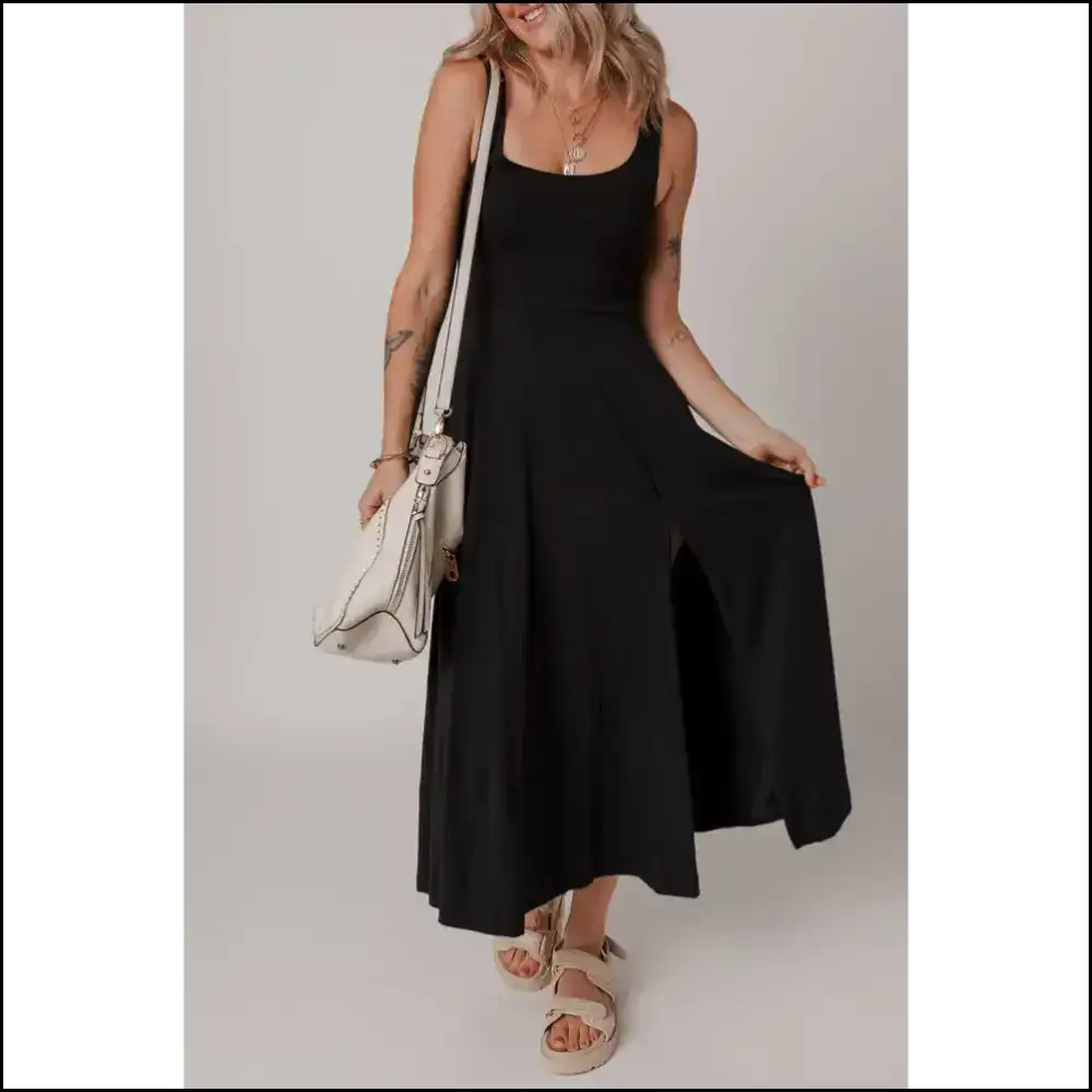 Needful Things: Chic Black Sleeveless Midi Dress Dangerously Flattering 🖤 Dresses