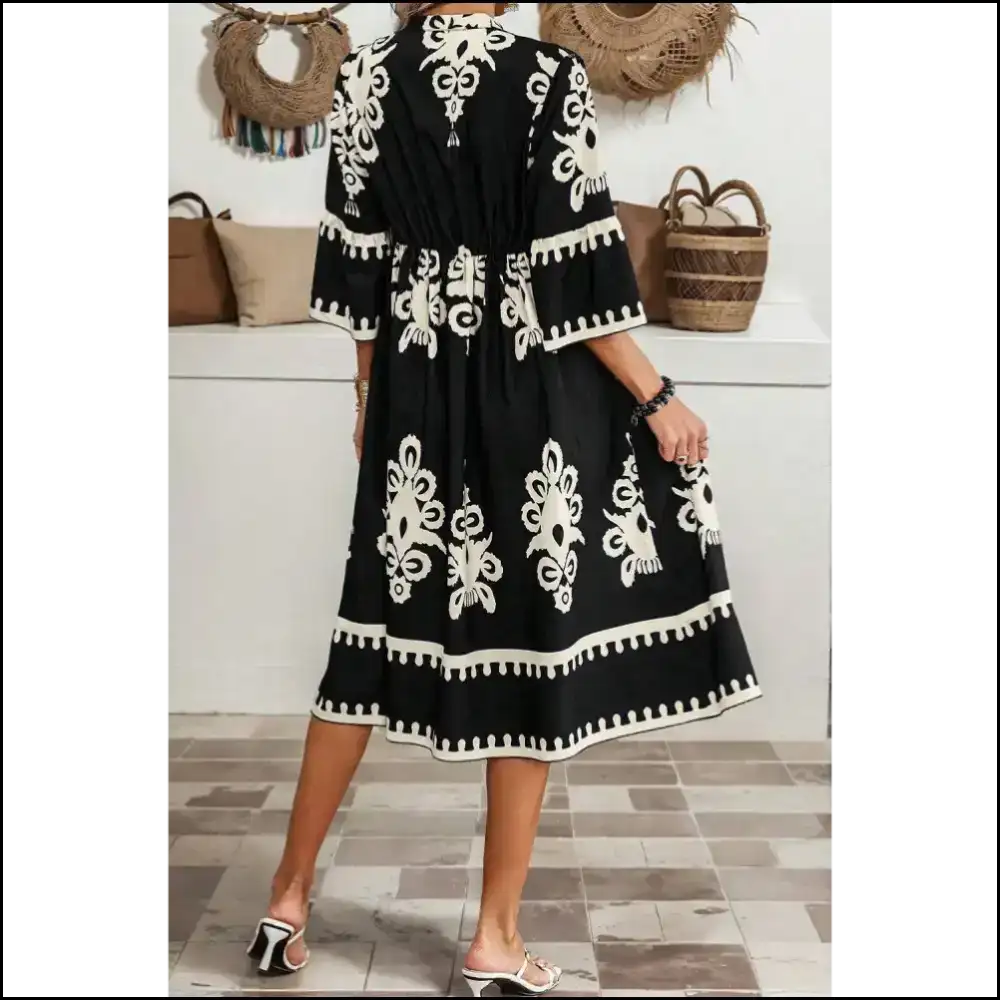 Black Ethnic Print Midi: Dress to Impress (or Confuse your Ex ๐) Midi Dresses