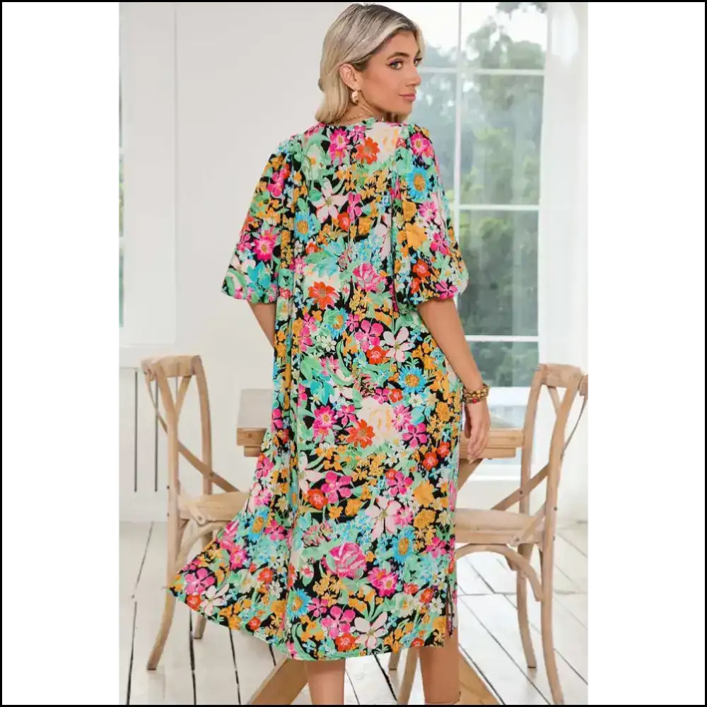 Green Boho Floral Dress: from Basic to Boujee 🌼 Needful Things - Midi Dresses