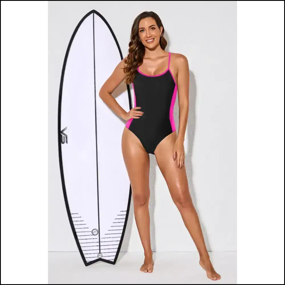 Dive Into Chic Contrast Spaghetti Strap Magic and Channel your Inner Siren - One-piece