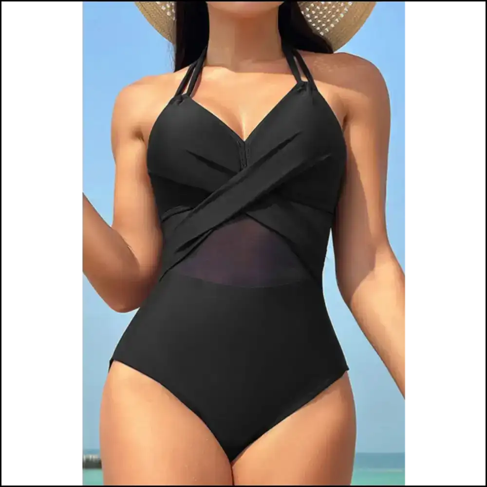 Dive Into Chic Crisscross Halter Neck Fun—confidence Meets Style! 🏖️✨ - Black / 2xl - One-piece