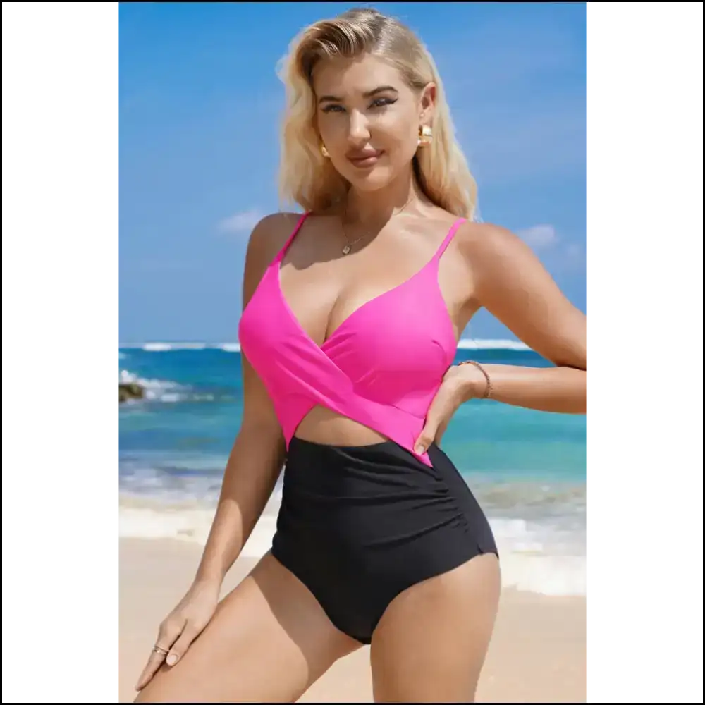 Sizzle in the Summer Sun: Chic Cutout Spaghetti Strap Swimsuit Fun! ππ - One-piece