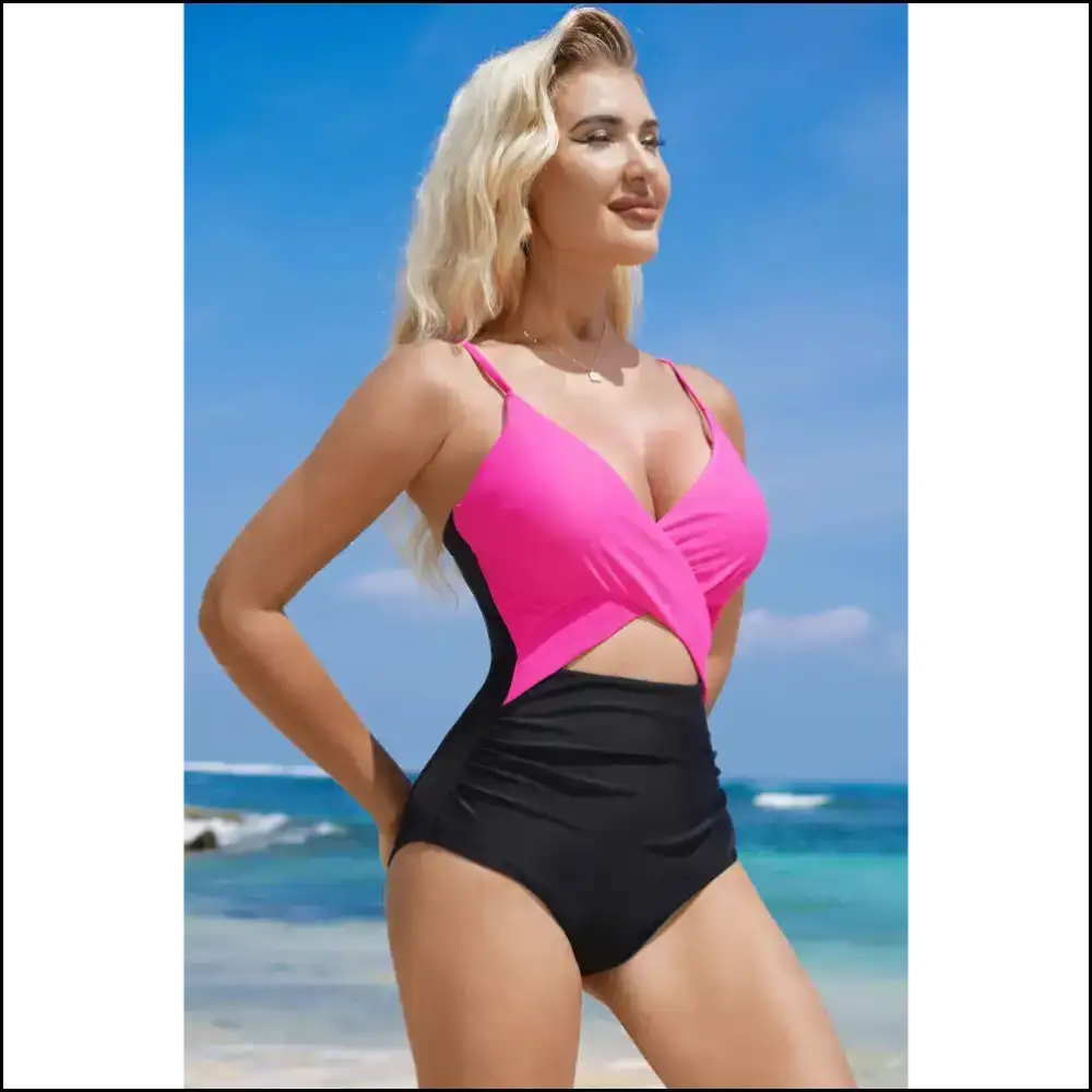 Sizzle in the Summer Sun: Chic Cutout Spaghetti Strap Swimsuit Fun! ππ - One-piece