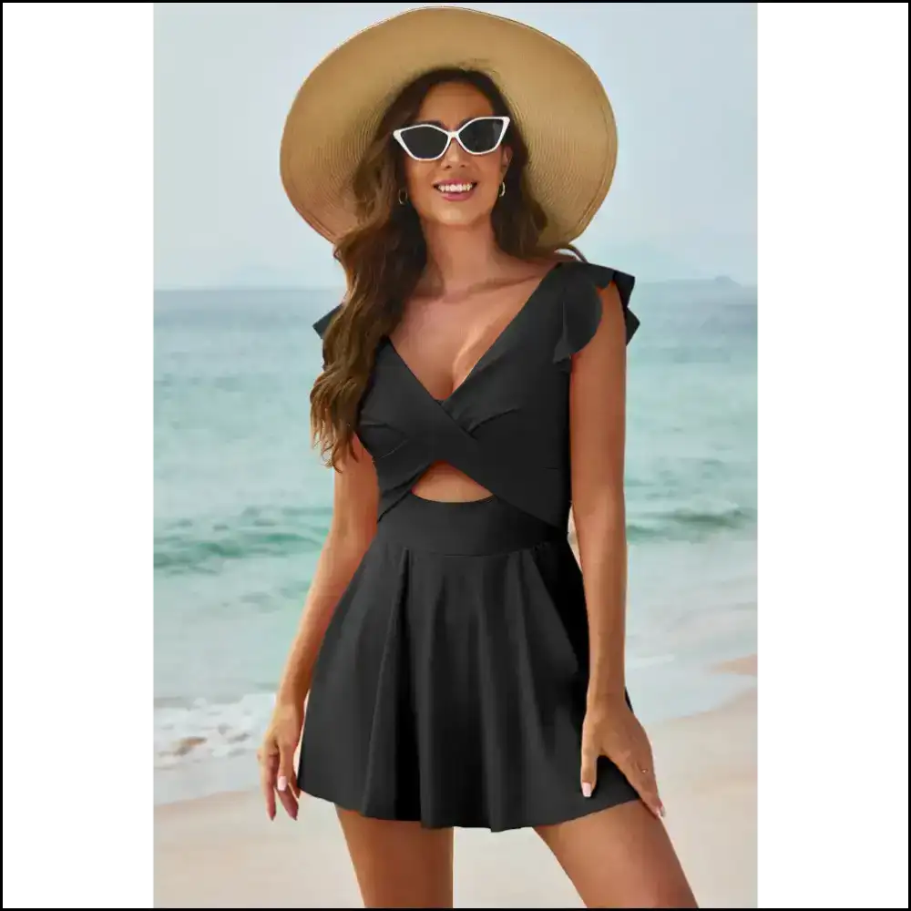 Dare to Bare: Chic Cutout v Neck Swimwear for Fun & Flaunting! ππ Black / s one Piece