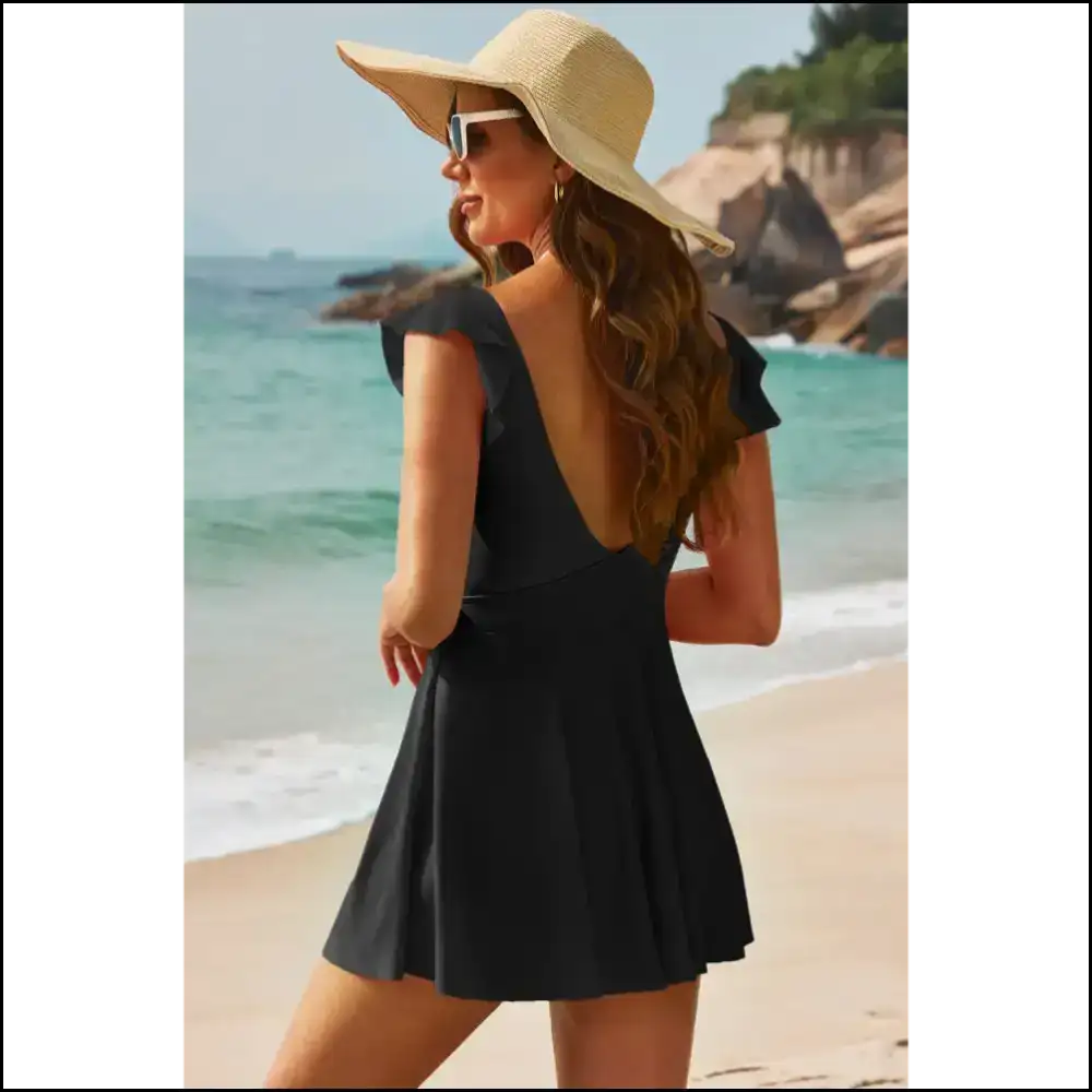Dare to Bare: Chic Cutout v Neck Swimwear for Fun & Flaunting! ππ one Piece