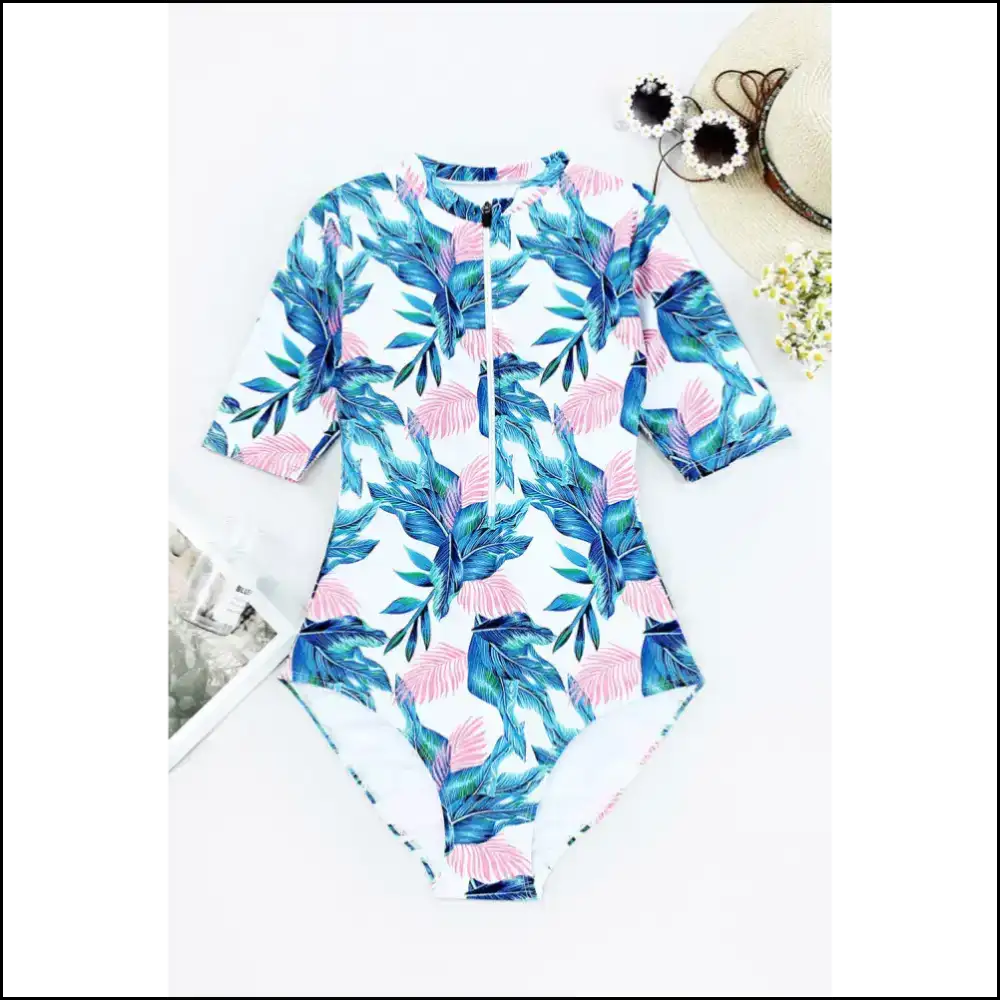 Mermaid Vibes: Rock our Chic Printed Notched Swimwear and Slay! - One-piece