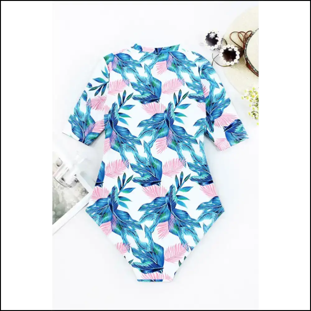 Mermaid Vibes: Rock our Chic Printed Notched Swimwear and Slay! - One-piece