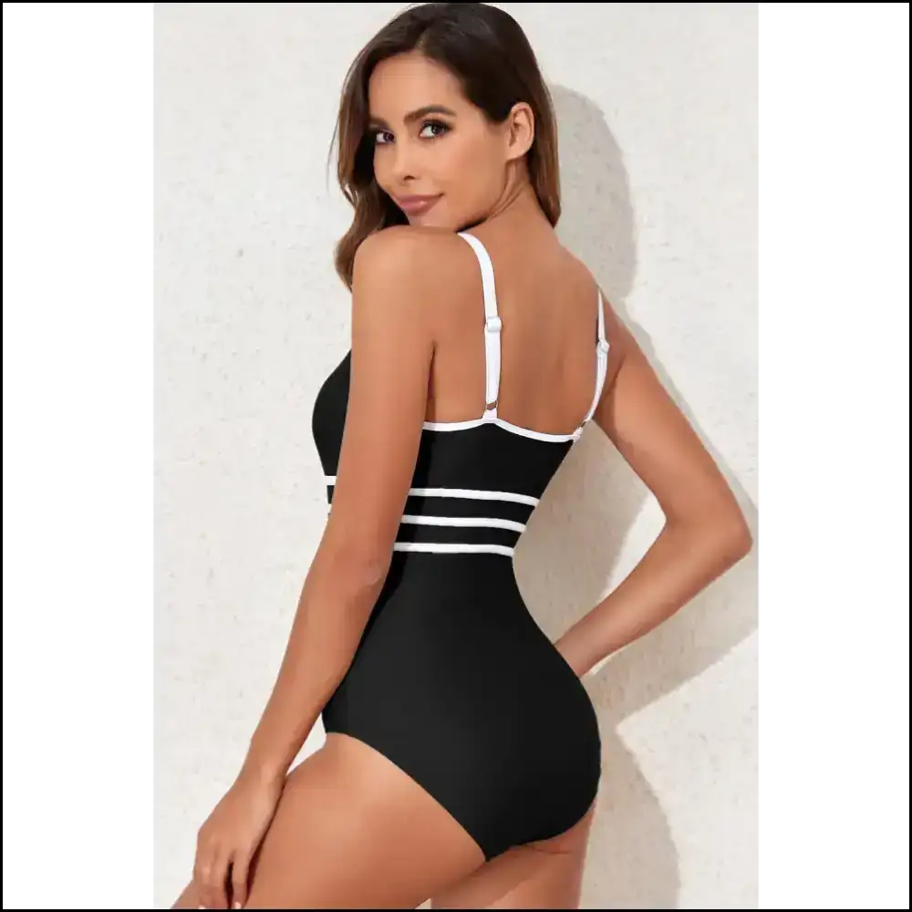 Dive Into Summer Sass with our Contrast Trim Scoop Neck Swimwear 🌊✨ one Piece