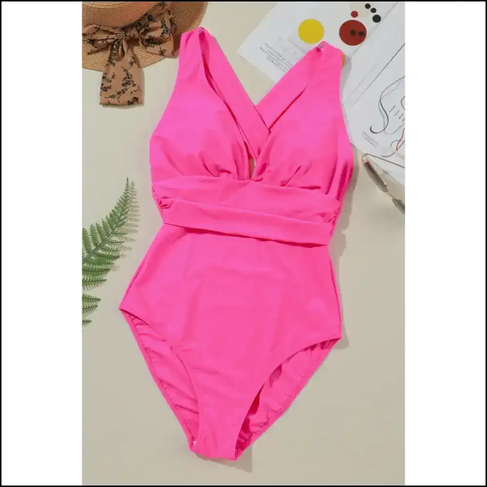 Crisscross Wide Strap Splashdown: Dive Into Sass & Sun with Needful Things! 🌊 Hot Pink / s one Piece