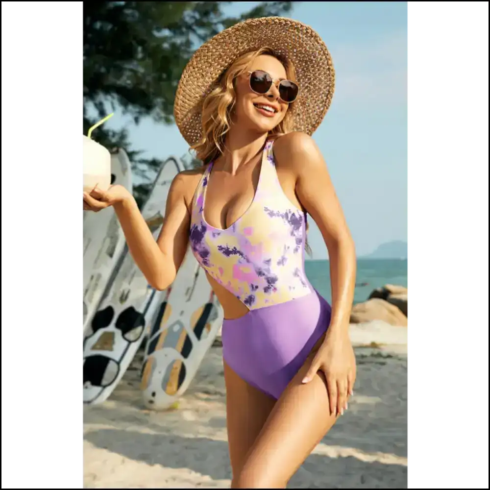 Make Waves in Cutout Tie-dye One-piece Swimwear - Look Fabulous! π - One-piece