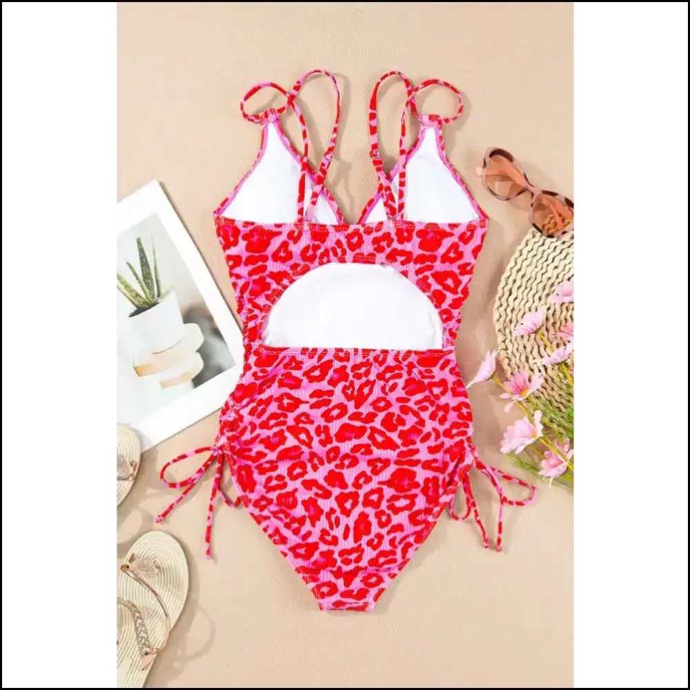 Leopard Cutout Ribbed Swimsuit: Make Waves and Question your Life Choices ๐๐ - One-piece