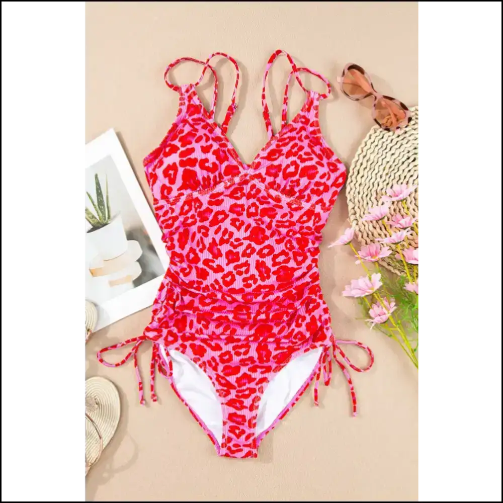 Leopard Cutout Ribbed Swimsuit: Make Waves and Question your Life Choices ๐๐ - One-piece
