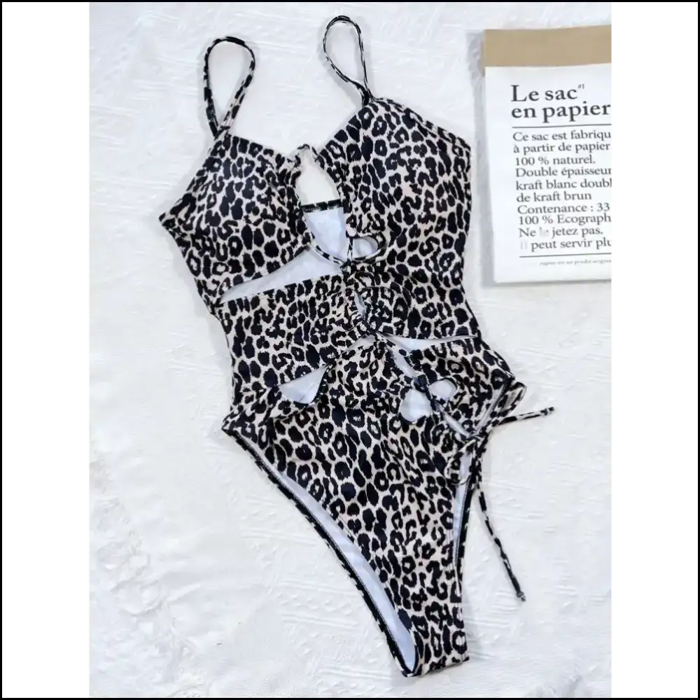 Unleash your Inner Diva in the Leopard Cutout Tied Swimsuit ππ¦ - One-piece