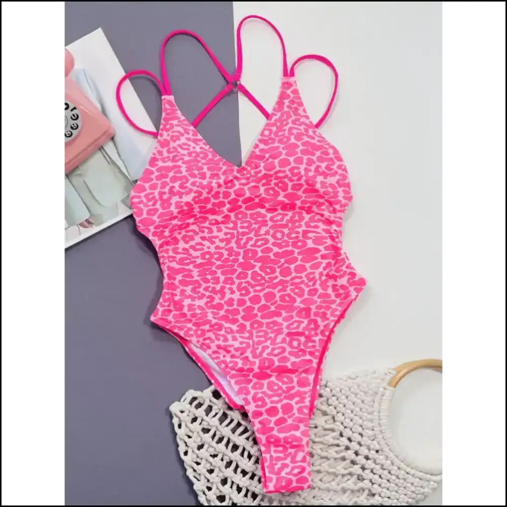 Unleash your Inner Wild with the Leopard Plunge Spaghetti Sensation! πβ¨ - Hot Pink / m - One-piece