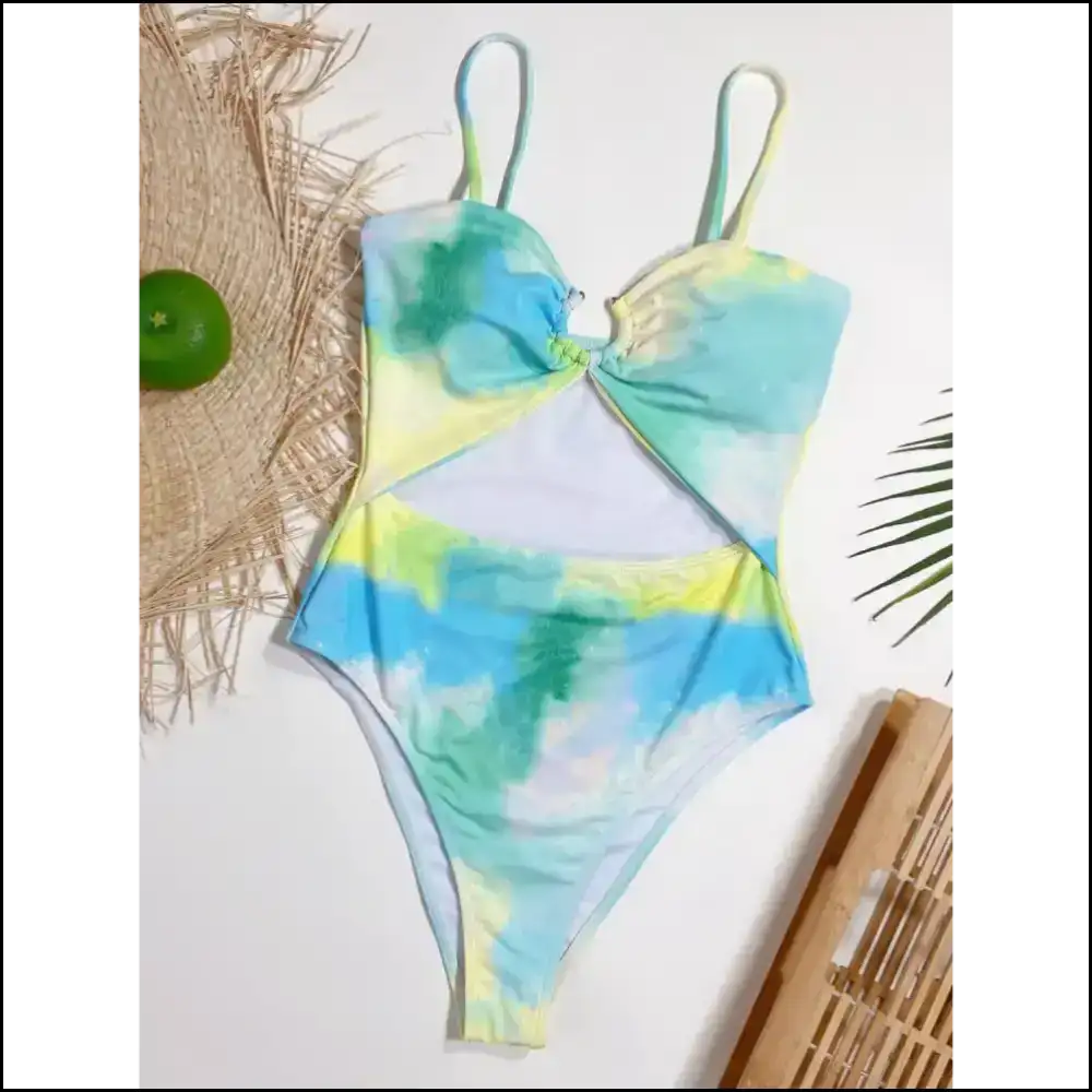 Mermazing Cutout Tie-dye Spaghetti Strap One-piece Swimwear: Make Waves! πβ¨ - One-piece