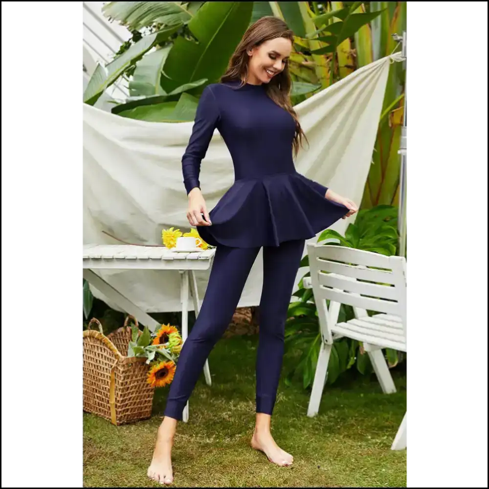 Surfโs Up in Style: Mock Neck Long Sleeve One-piece for Baywatch Dreams ๐๐ฉฑ - One-piece