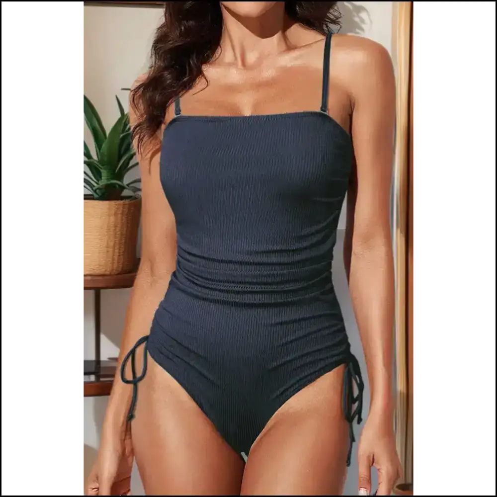 Navy Blue Cutout Ribbed one Piece Swimsuit: Beach Goddess π§ββοΈ Needful Things - One-piece